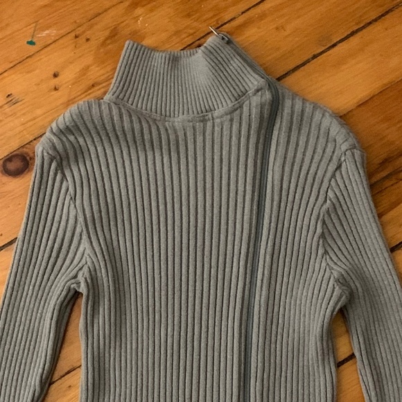 Grey cardigan with side zipper - Picture 2 of 2